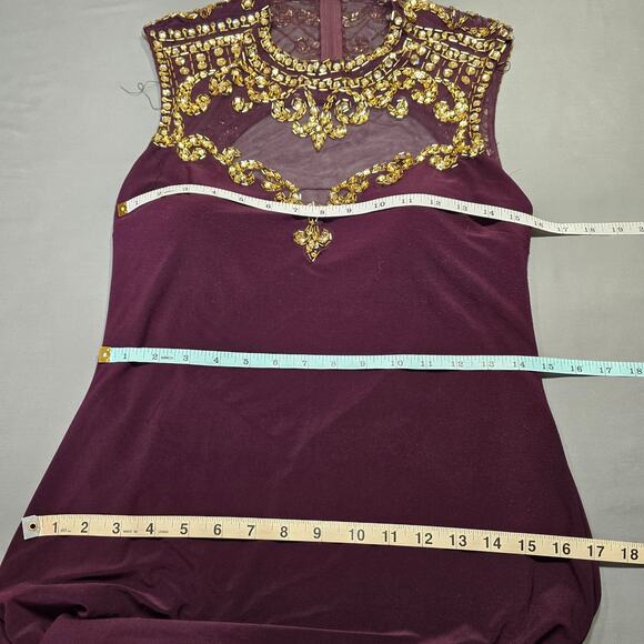 Betsy Adam Purple Formal Maxi Dress Beaded Sleeveless Padded Zip Women's Size 12 - Picture 6 of 15